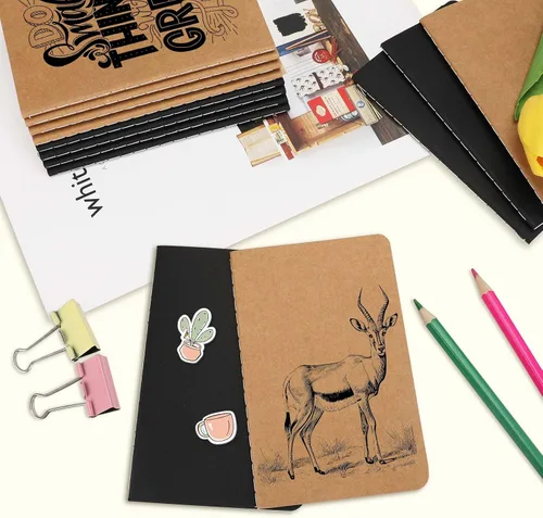 Vista 3 de Oucaru Cuaderno de Bolsillo de 24 Piezas, 3.5" x 5.5", 2 Colores, Cuaderno Rayado de 52 Páginas Mini Cuaderno Diario, Pequeño Cuaderno Memo Bloc