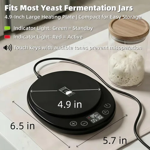 Vista 5 de Calentador básico de masa madre, calentador de fermentación de precisión de ±1 °F, temporizador programable de 24 horas con inicio retardado