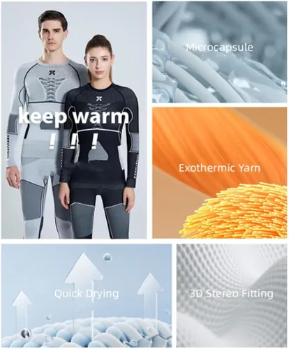 Vista 3 de TWKXL UW Ropa de compresión de secado rápido, ropa de compresión para esquí, ropa interior térmica para hombres y mujeres