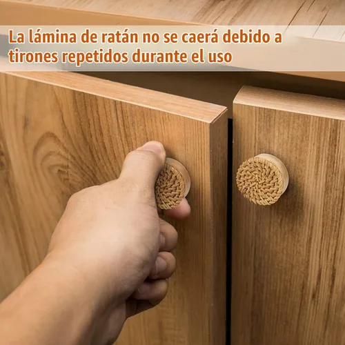 Vista 4 de ANPHSIN Paquete de 6 pomos boho de ratán para armario