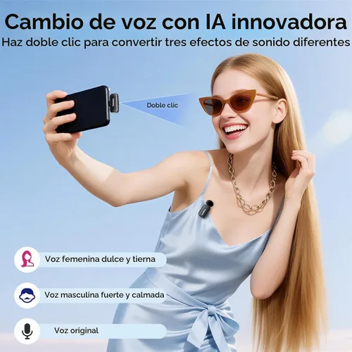 Vista 5 de Mini micrófono inalámbrico Yuaceuco para tabletas Android iPhone 2TX+1 C RX+1 Adaptador Lightning+Funda de carga