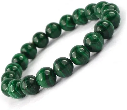 Vista 5 de DHYANARSH Pulsera de malaquita AAA natural original, joyería de malaquita auténtica, piedras curativas y cristales, joyería de yoga, Gema, Ágata