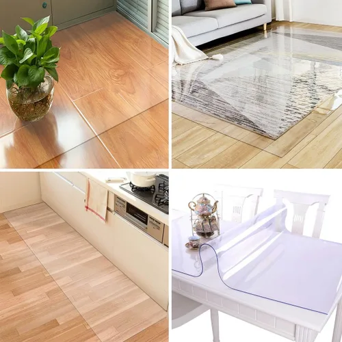 Vista 5 de Tapete para silla de oficina para suelo de madera dura, tapete protector transparente de 0.06 pulgadas de grosor, tapete protector de piso
