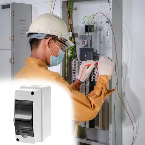 Vista 7 de Fielect Caja de protección de distribución MCB de 2 vías con riel DIN, caja eléctrica de disyuntor de plástico ABS y cubierta transparente IP65