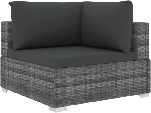Vista 4 de 5 Piece Patio Lounge Set with Cushions Poly Rattan Gray, Sectional Furniture,Outdoor Patio Furniture Set, Garden Sofa Sectional Furniture Set for