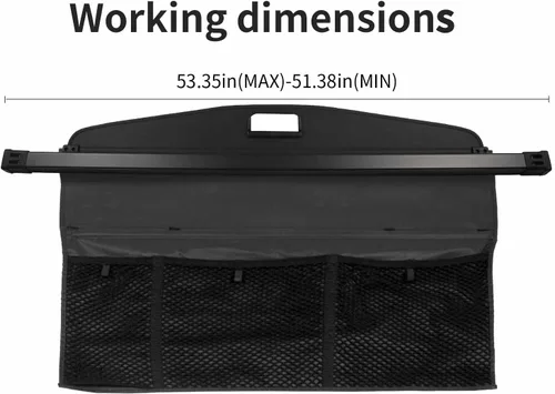 Vista 4 de Cubierta de carga para Chevy Equinox GMC Terrain 2018-2023 – Cubierta de seguridad negra para maletero con organizador de malla