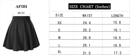 Vista 8 de Afibi - Falda estilo skater corta, acampanada y plisada para niñas con estilo casual y cintura elástica
