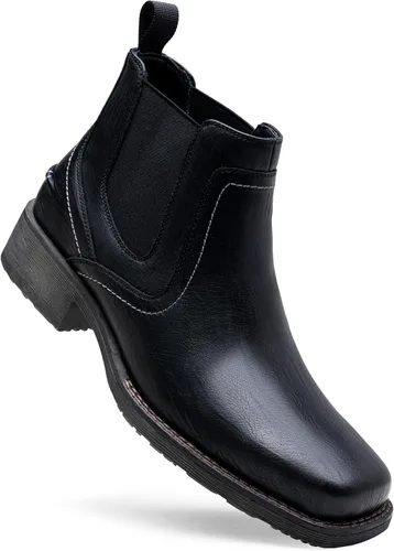 Vista 4 de Jousen Chelsea - Botas de vestir para hombre, con punta cuadrada, estilo casual, sin cordones