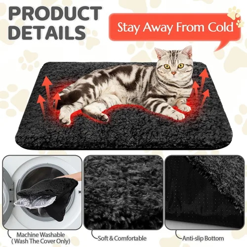 Vista 3 de Almohadilla de Cama Autocalentable para Gatos, Tapete Calentador para Mascotas Autocalentable, Tapete de Cama Calentador para Gatos Ferales e