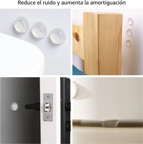 Vista 5 de Amazon Basics Parachoques para puerta de gabinete, almohadillas autoadhesivas transparentes para protección de superficie y reducción de ruido, 300