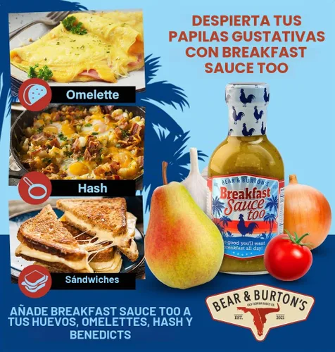 Vista 3 de Bear and Burton's Breakfast Sauce Too Una salsa de calor medio de los fabricantes de W Sauce 12 onzas líquidas