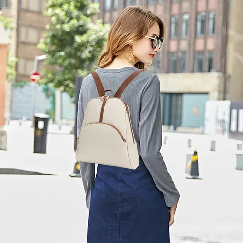 Vista 7 de seyfocnia Mochila de viaje para mujer beige, Beige, Computadora portátil
