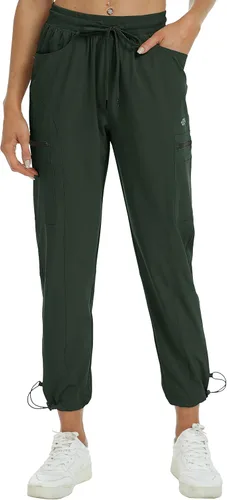 Vista 2 de MoFiz Pantalones de senderismo para mujer, ligeros, de secado rápido, con bolsillos con cremallera