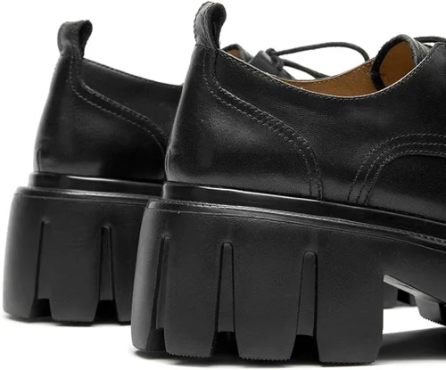 Vista 4 de Beau Today - Zapatos Oxford gruesos para mujer con cordones de cuero perforado