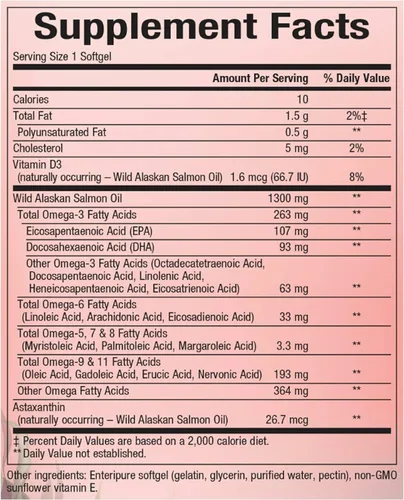 Vista 2 de Natural Factors Aceite de salmón 100% salvaje de Alaska, suplemento de apoyo para la salud del cerebro y los ojos, suplemento de aceite de pescado