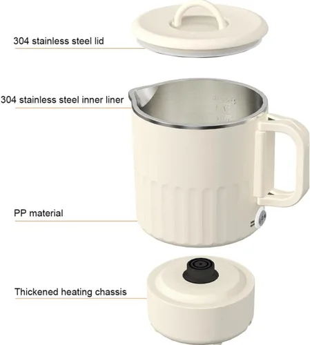 Vista 9 de Hervidor eléctrico para agua hirviendo, café, leche, tetera plegable, calentador de agua para viajes en casa, hervidor de agua plegable