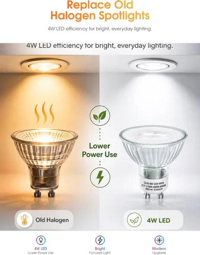 Vista 10 de SerBion Paquete de 6 bombillas LED GU10 que cambian de color, bombillas de 4 W para iluminación empotrada, iluminación de pista, luces de acento