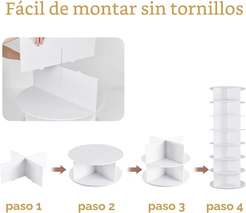 Vista 7 de Zapatero giratorio de 7 niveles, organizador de almacenamiento de zapatos de 360°, color blanco