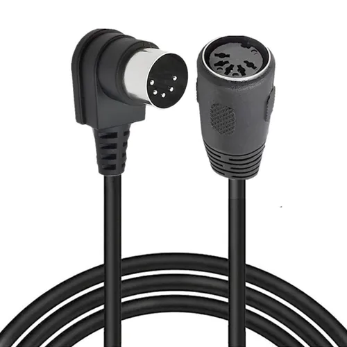 Vista 5 de Cable de extensión MIDI DIN, 5 pines DIN de 90 grados de ángulo macho a enchufe hembra Cable adaptador MIDI/AT para sintetizador de teclado MIDI