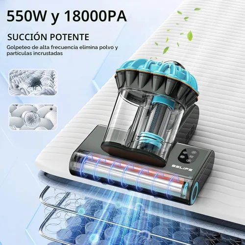 Vista 2 de Belife M8 Mattress Vacuum Cleaner with UV & Hot Air & Heating Blue