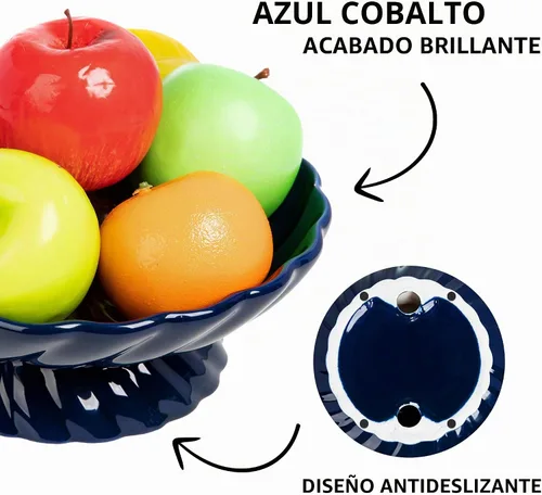 Vista 5 de Cuenco de frutas de cerámica de 9.5 pulgadas, plato decorativo para servir, bandeja de frutas o cesta de frutas para encimeras de cocina, granjas