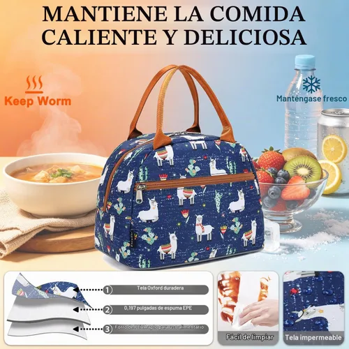 Vista 3 de Bolsa de almuerzo aislada FlowFly - Bolsa de asas organizadora para mujeres/hombres, Alpaca