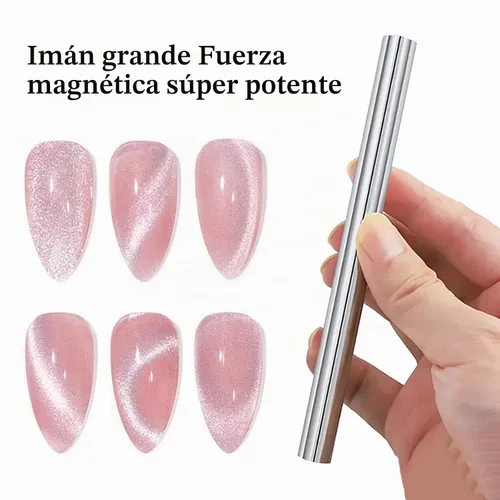 Vista 3 de 4 Piezas Imán Extra Grande Cilíndrico de Ojo de Gato para Uñas, Imán Magnético de Doble Cabeza, Varilla de Esmalte en Gel Multifuncional