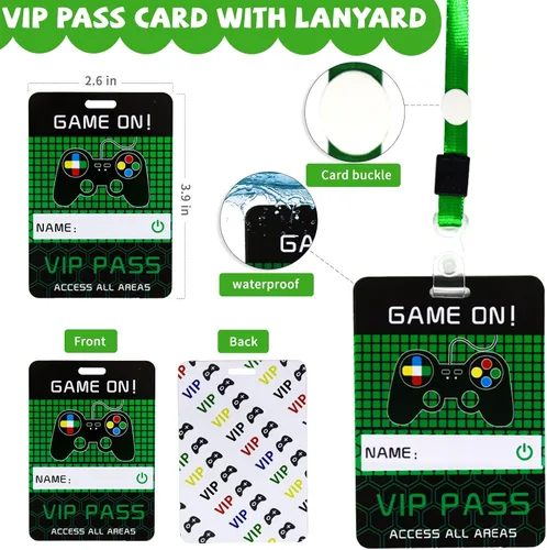 Vista 2 de Bluegogo 146 piezas de recuerdos de fiesta de videojuegos: pases VIP, llaveros, calcomanías de tatuaje, colgantes de zapatos, gorras con botones