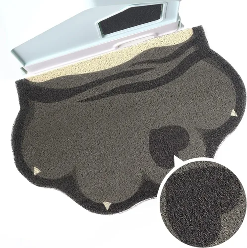 Vista 13 de Bonita alfombra de arena para gatos de 24 x 19 pulgadas, tapete para caja de arena, suave para patas de gatito, fácil de limpiar, antideslizante