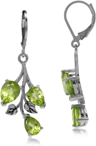 Vista 3 de Silvershake Pear Shape Gemstones 925 Sterling Silver Leaf Leverback Drop Dangle Earrings Jewelry for Women Anniversary Birthday Gift