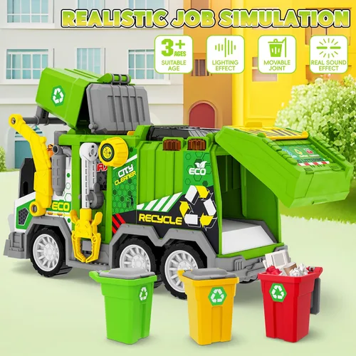 Vista 5 de Camiones desmontables juguetes con taladro eléctrico, juego de juguetes de camión eléctrico de ciudad limpia, juguetes educativos ensamblados STEM