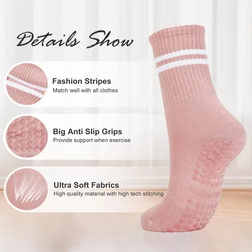 Vista 4 de American Trends Calcetines de pilates con puños para mujer Yoga & Barre - Antideslizantes