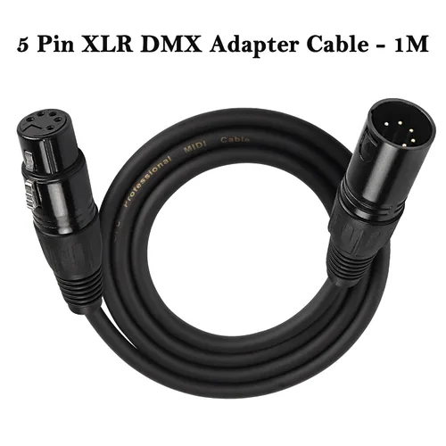 Vista 6 de MEIRIYFA Cable adaptador XLR DMX de 5 pines, XLR de 5 pines macho a hembra Cable de conexión equilibrado Cable de micrófono - Negro, 1M