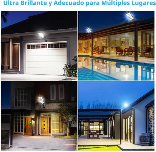 Vista 7 de Paquete de 2 farolas solares impermeables para exteriores, 6500 K, 20000 lúmenes, gran angular, luz de inundación con sensor de movimiento y control