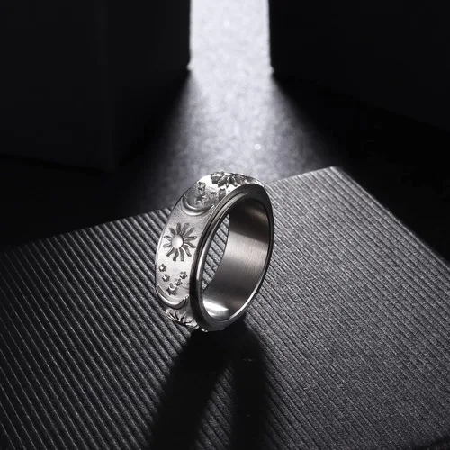 Vista 20 de Magitaco Anillos giratorios de acero inoxidable, anillos para ansiedad, anillos de ansiedad para mujeres y hombres