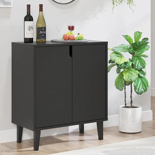 Vista 5 de Panana Gabinete de almacenamiento de 2 puertas para cocina, comedor, sala de estar, pasillo, oficina (negro)