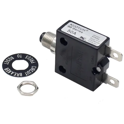 Vista 7 de Disyuntor térmico genuino 3A 125/250VCA 32VDC serie 98 pulsador para restablecer interruptor de sobrecarga térmica con terminales de conexión rápida