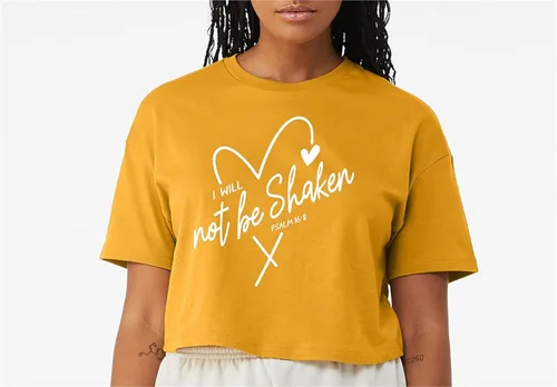Vista 2 de SEC Apparel Adhesivos de hierro con texto en inglés "I will not be shaken" (I will not be shaken)