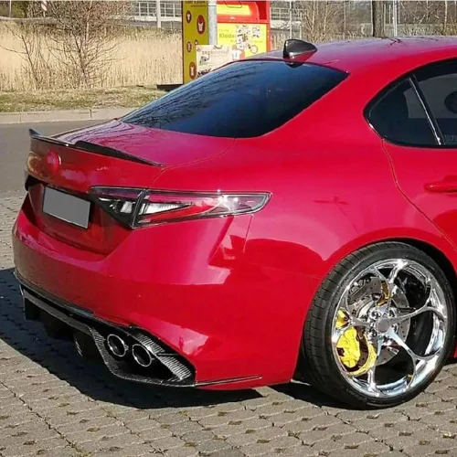 Vista 7 de Alerón trasero para Alfa Romeo Giulia Sedan 2015-2024 Tapa trasera para maletero Highkick Spoiler Wing Lip Gloss Negro