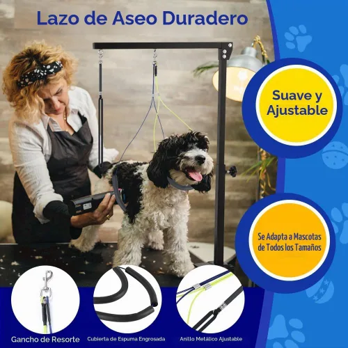 Vista 4 de KELIXU Brazo de aseo para perros con abrazaderas, brazo de mesa de aseo para mascotas con arnés de hamaca y dos soportes para evitar sentarse