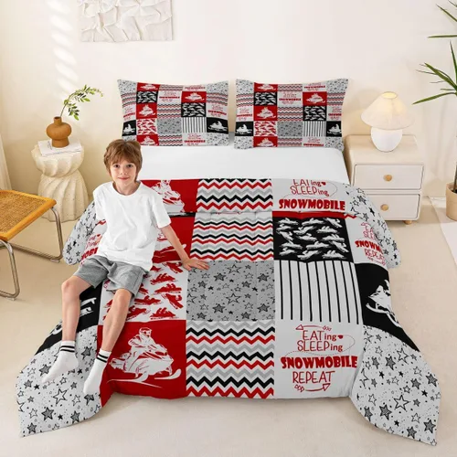 Vista 45 de Erosebridal Softball Comforter Set Patchwork Buffalo Plaid Twin Bedding Sets for Girls Kids Teens Child Galaxy Stars Ball Game Baseball Comforter