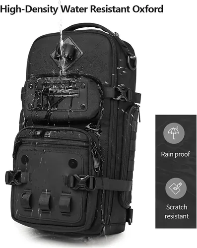Vista 5 de OZUKO Mochila táctica multiusos, mochila táctica de gran capacidad, mochila EDC impermeable para hombres, Azul, Mochilas Sling