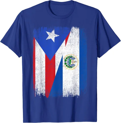 Vista 19 de Camiseta Half Puerto Rico El Salvador Flag Orgullo Salvadoreño Roots