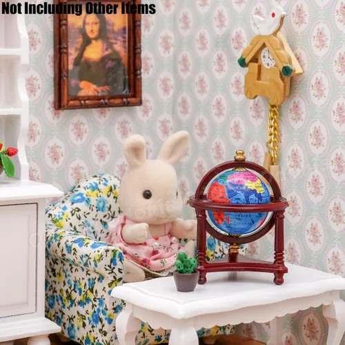 Vista 3 de Odoria Accesorios de decoración de casa de muñecas con globo mundial en miniatura, 1/12, marrón rojizo