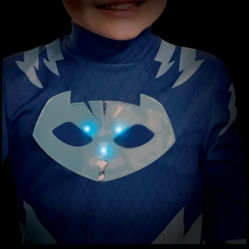 Vista 4 de Disguise PJ Masks - Disfraz de Catboy, traje de lujo para niños con luz y máscara de personaje, talla M (3T-4T) azul (100209M) y disfraz clásico