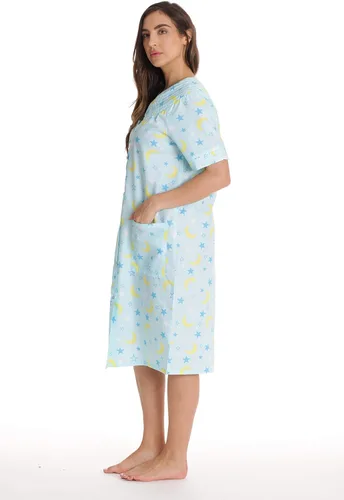 Vista 2 de Dreamcrest Abrigo de manga corta Seersucker Duster Snap-Front con bolsillos