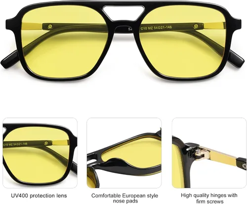 Vista 4 de SOJOS Gafas de sol estilo aviador retro de moda para mujer y hombre
