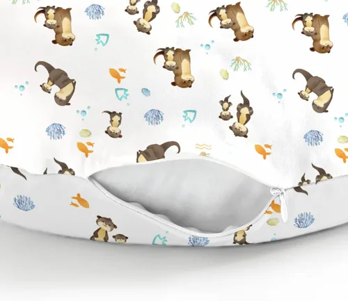 Vista 8 de Lindas fundas de almohada de lactancia para niños y niñas, nutrias marinas, peces, conchas, conchas, funda de almohada para lactancia materna
