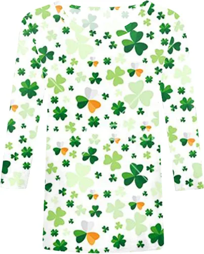 Vista 2 de ST. Patrick's Day Shirt Women Loose Fit St Paddys Day Shamrocks Clover T Shirts Tee Tops Festival Holiday Tshirt