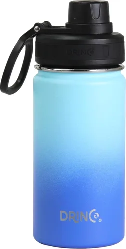Vista 23 de Drinco - Botella de agua de acero inoxidable con boquilla, tapa aislada al vacío, botella de agua de doble pared, de boca ancha
